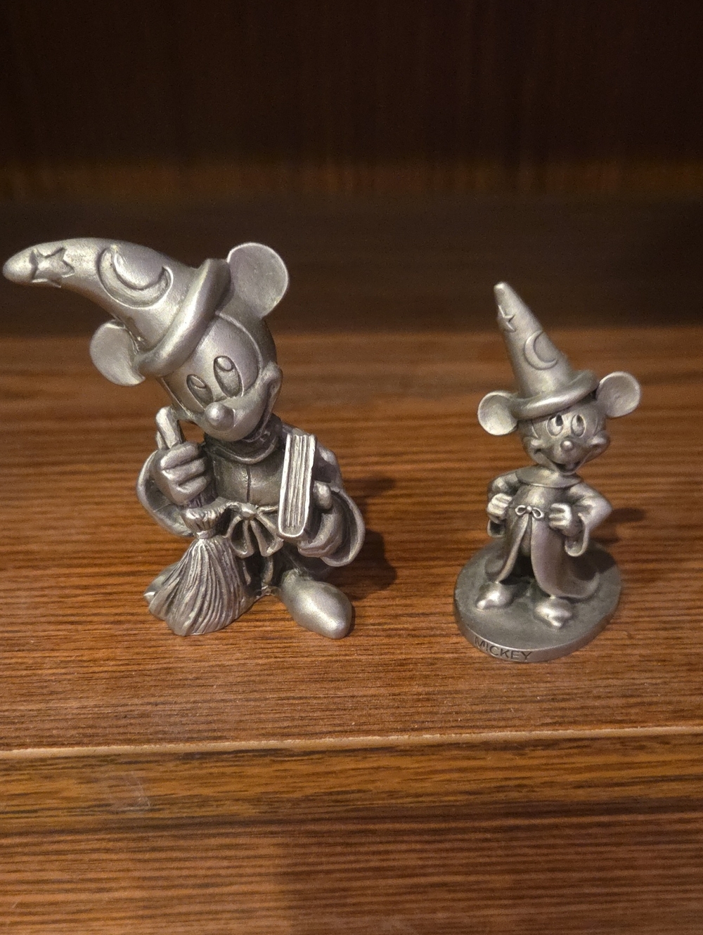 Pewter Mickey Sorcerer Apprentice Wizard Mouse Figurine Set